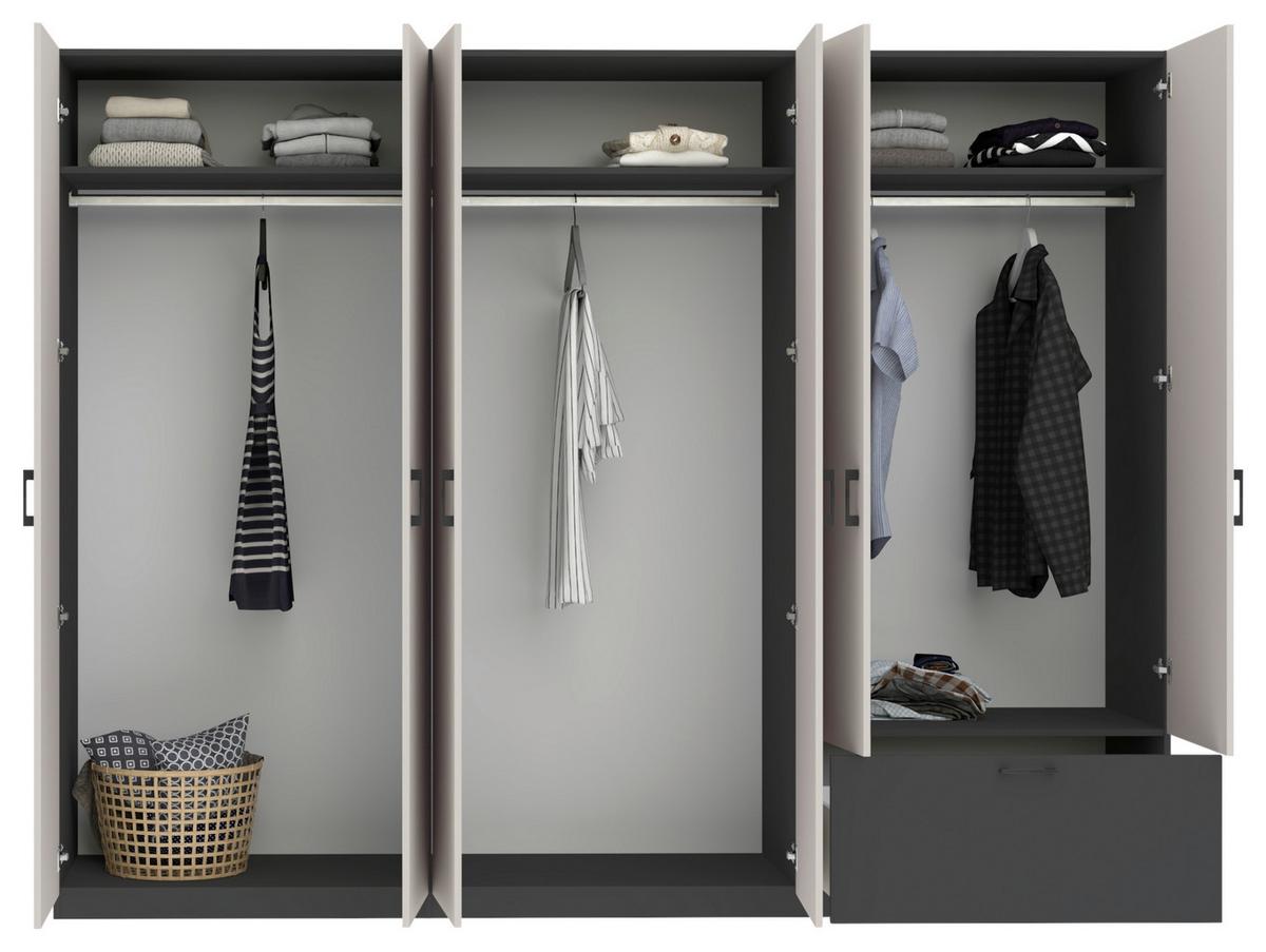 Drehtürenschrank Mit Schublade 269cm Mila Kaschmir/anthrazit - Kaschmir/Anthrazit, KONVENTIONELL, Holzwerkstoff (269/210/54cm)