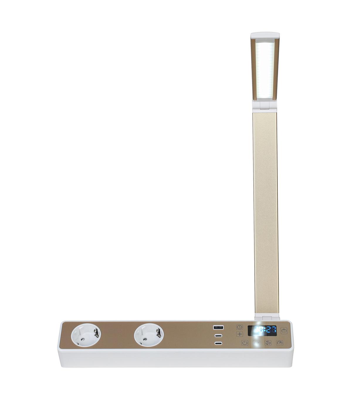LED LAMPA NA PSACÍ STŮL MULTI - bílá/barva růžového zlata, Moderní, kov/plast (33/10,5/37-66cm) - Mömax