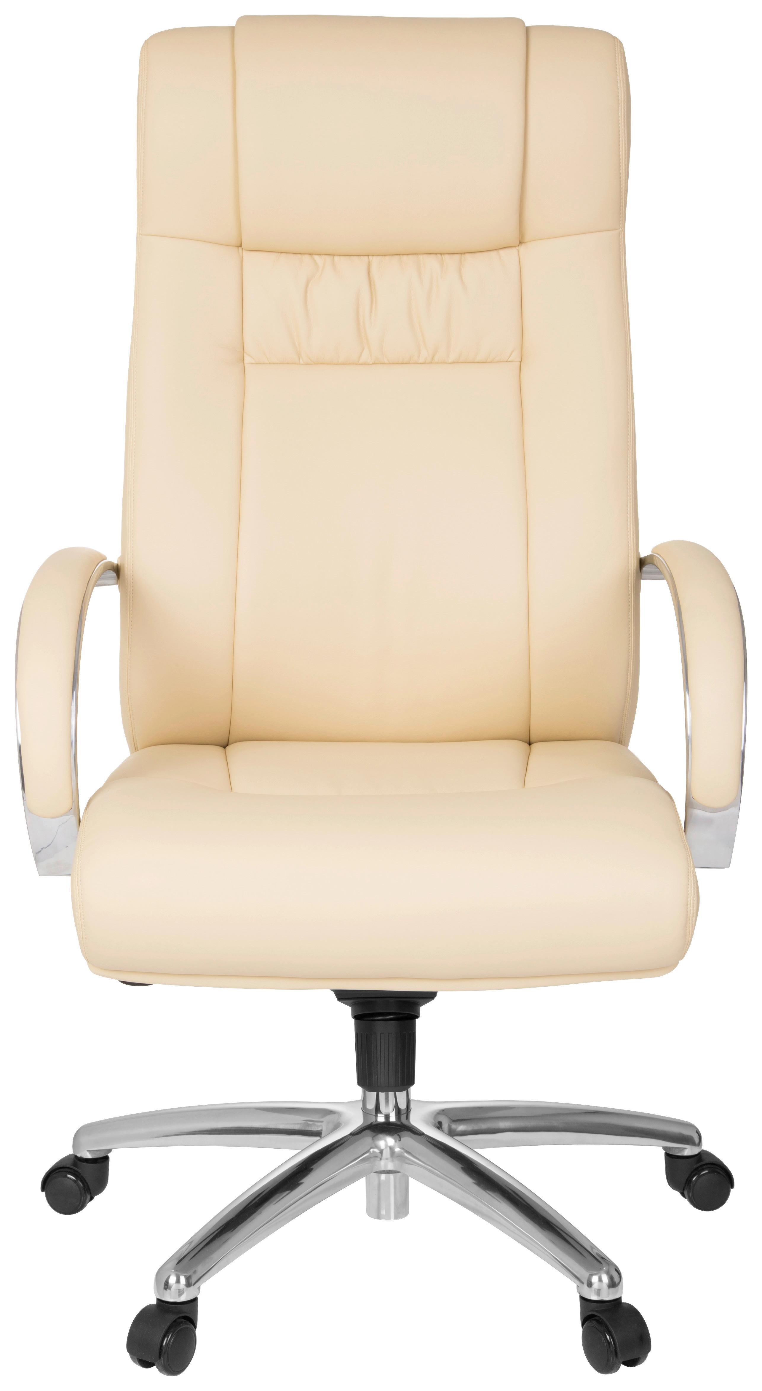 Chefsessel XXL G 600 Lederlook Beige Bis 150 Kg - Beige/Silberfarben, Basics, Kunststoff/Textil (60/131/49cm) - MID.YOU