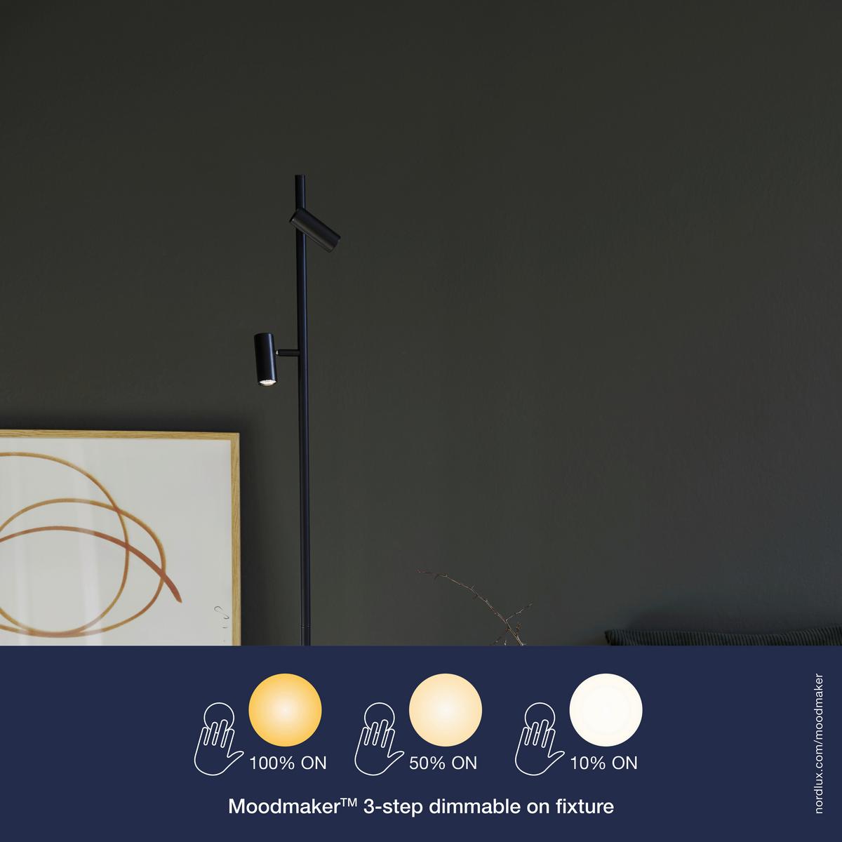 LED-Stehleuchte Omari Schwarz H: 141 cm - Schwarz, Design, Metall (141cm) - Nordlux