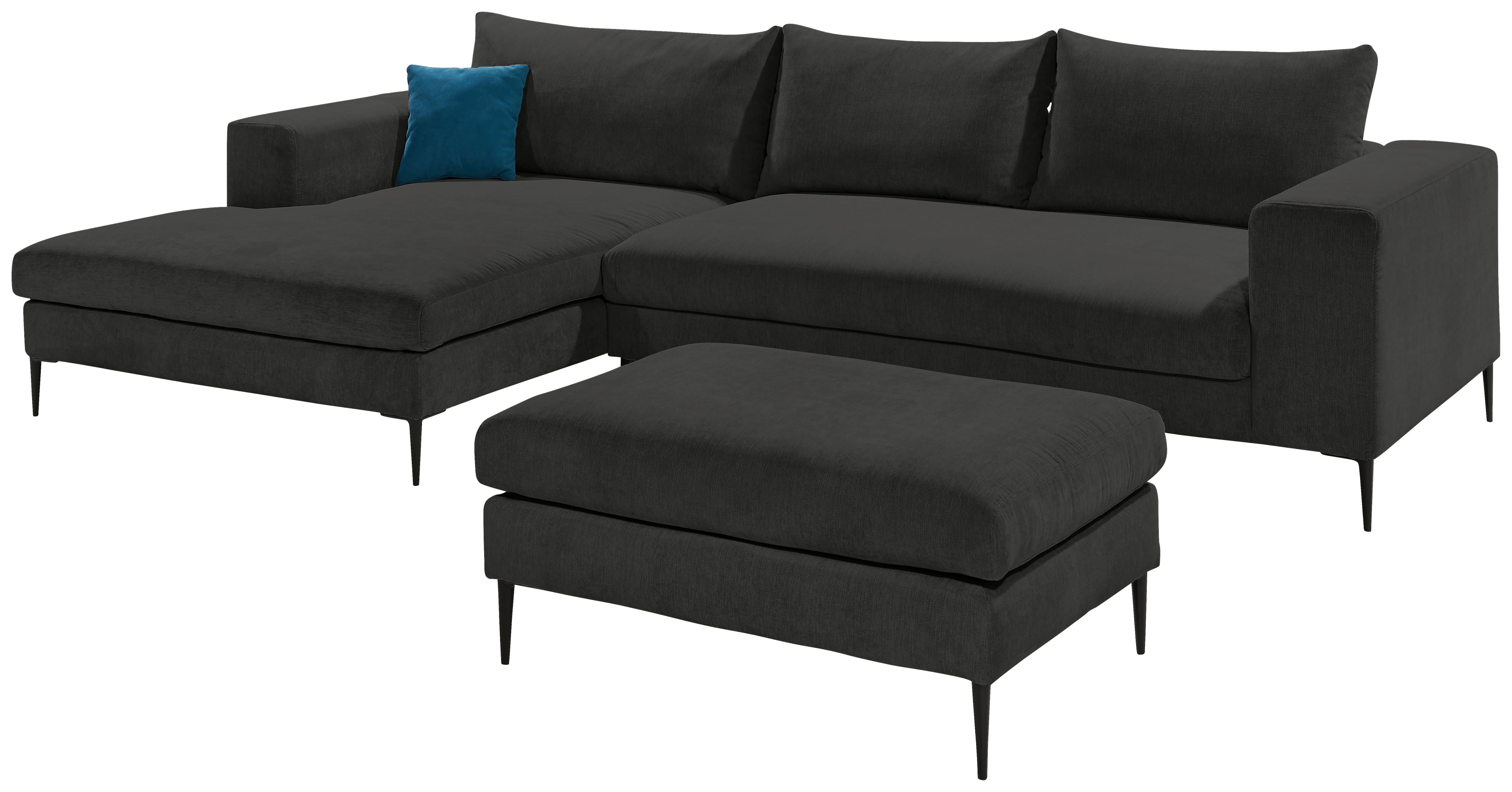 Hocker Aurora Ii - Schwarz/Graphitfarben, MODERN, Textil (100/43/69cm) - Trendmanufaktur