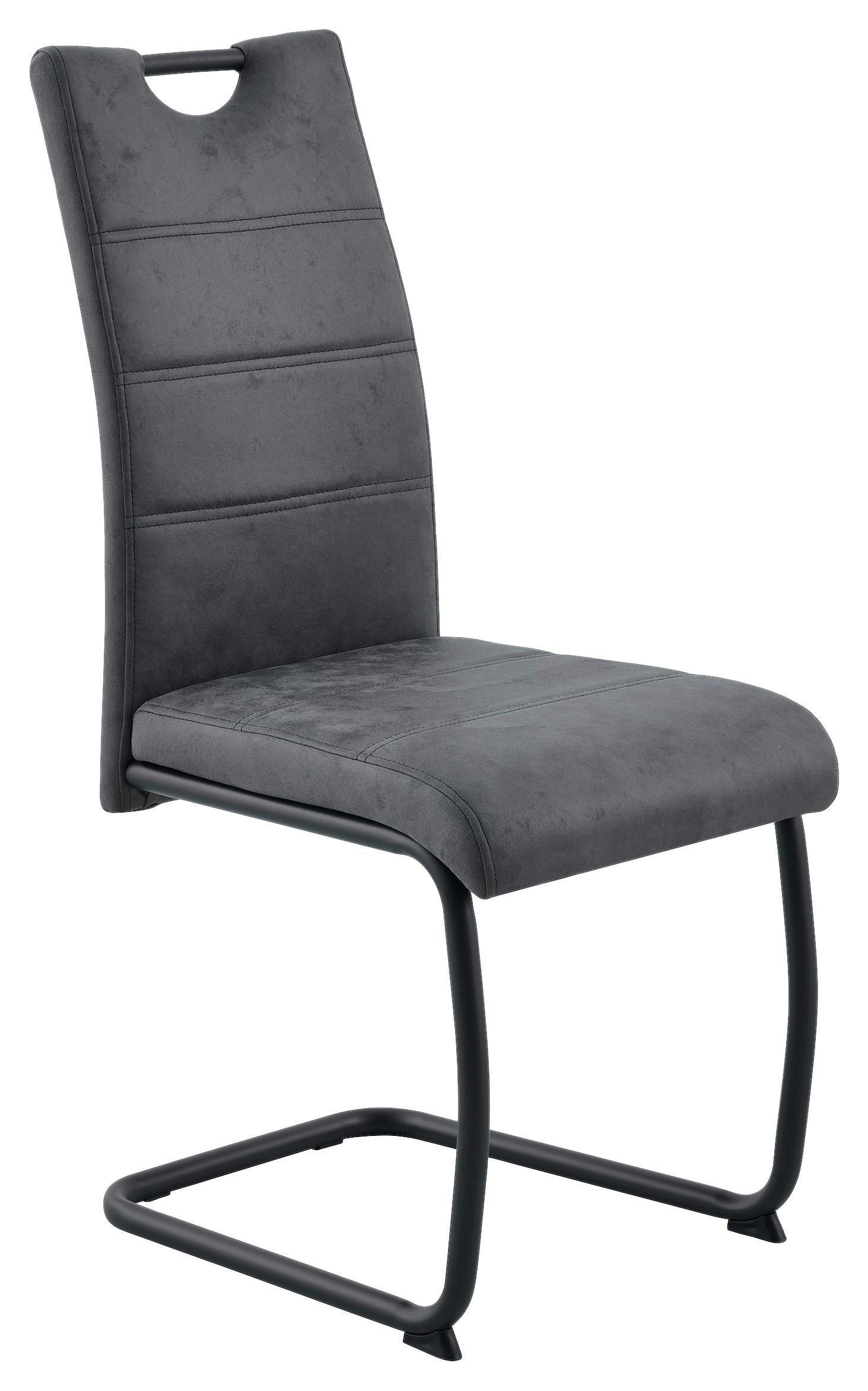 Stuhl Sabrina Microfaser Grau, B: 44 Cm - Anthrazit, KONVENTIONELL, Textil/Metall (44/98/60cm)