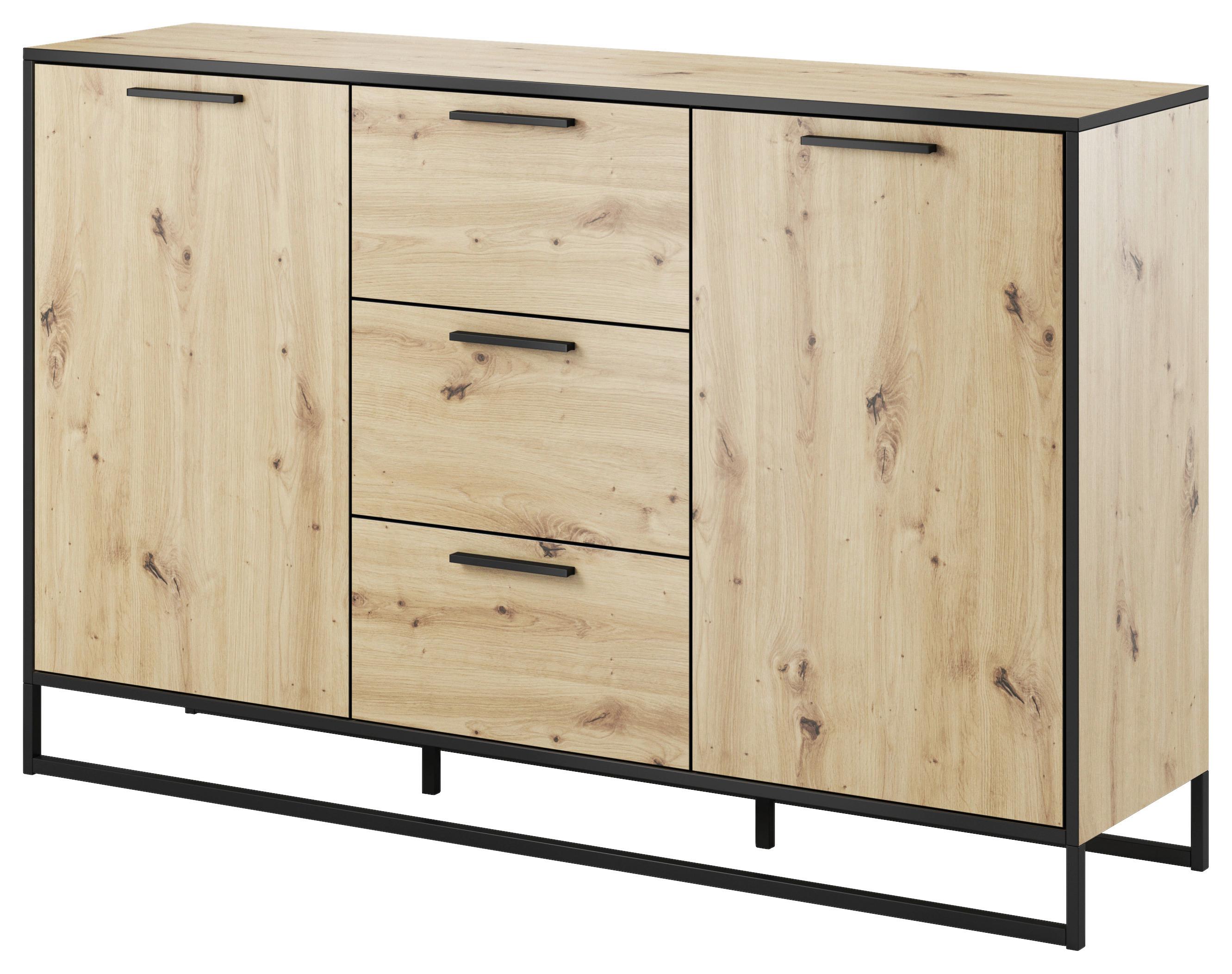 Kommode Mit Rahmengestell B 150 Cm Brooklyn, Eichefarben - Eichefarben, Basics, Holzwerkstoff (150cm) - P & B