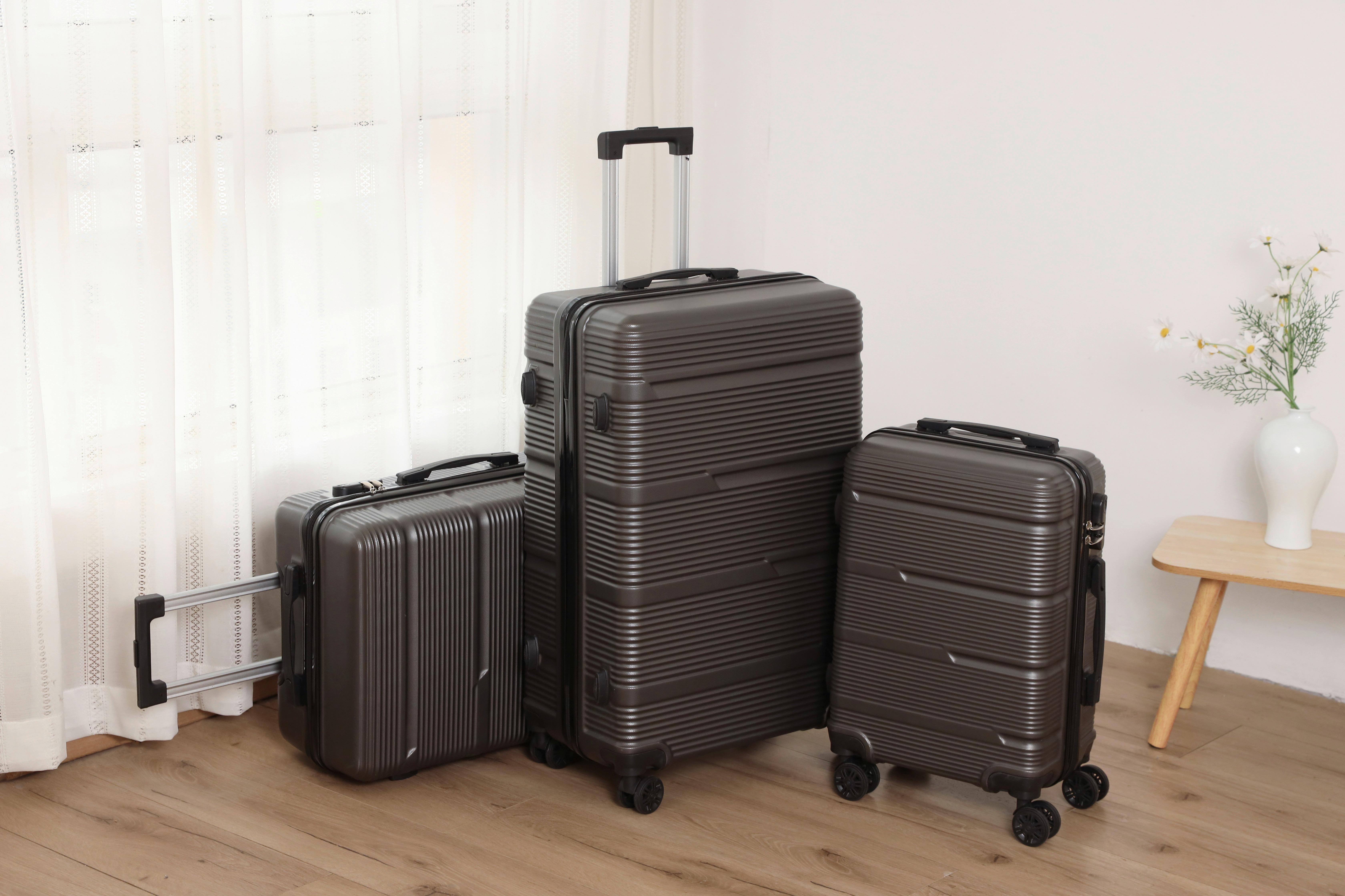 Reisekoffer Set 3-tlg Florenz 4 Rollen Hartschale - Dunkelgrau, Basics, Kunststoff/Textil - Ondega