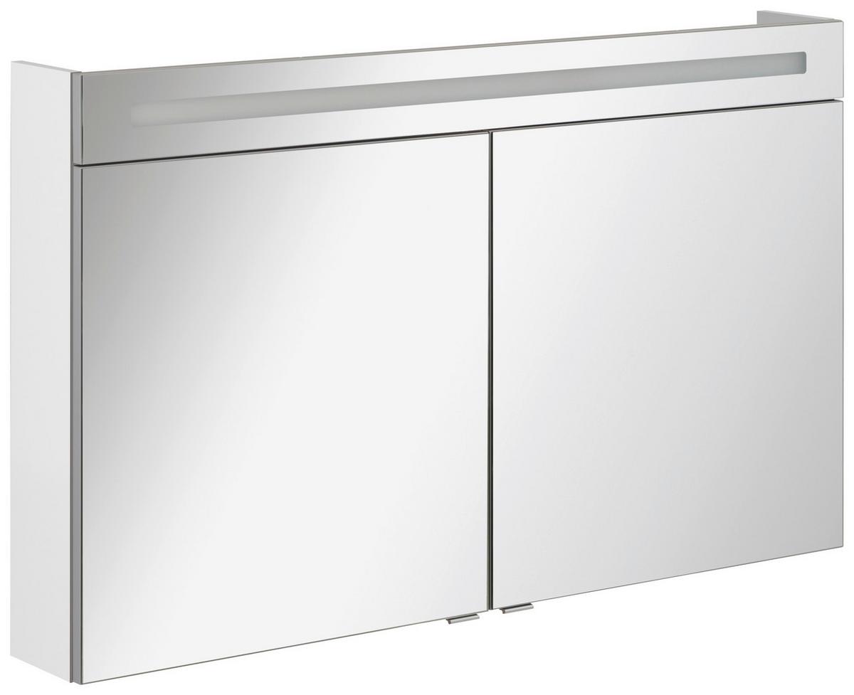 Spiegelschrank B.clever Mit Led 2-Türig Bxhxt: 120x71x16 Cm - Weiß, MODERN, Glas/Holzwerkstoff (120/71/16cm) - MID.YOU