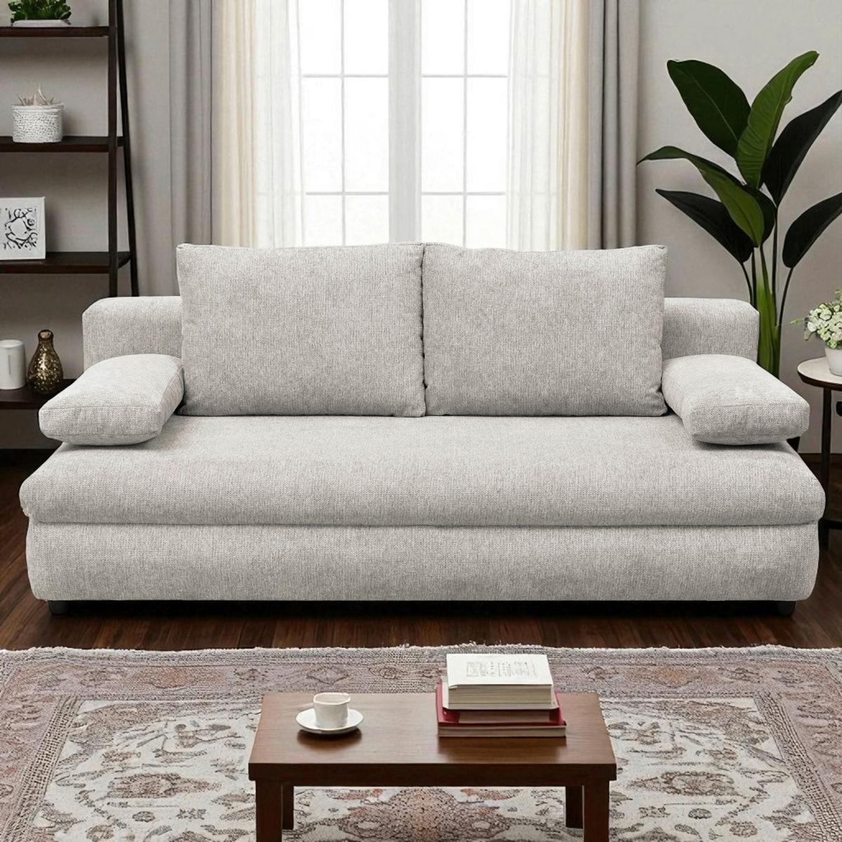 Schlafsofa Oslo Hellgrau, Lf: 200x140 Cm - Hellgrau, Trend, Holz/Kunststoff (205/72/100cm)