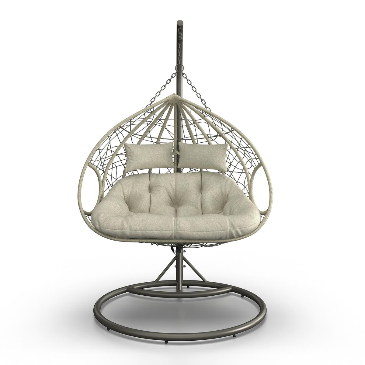 ZÁVESNÉ KRESLO ENEA - sivá/krémová, Modern, kov/textil (133/205/120cm) - Bessagi Garden