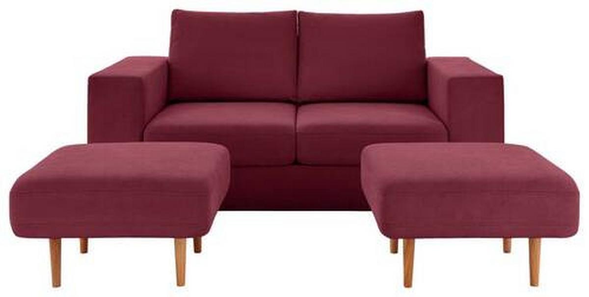 2,5-sitzer Looks V-2 - Eichefarben/Beere, Design, Textil (192/96/107cm) - LOOKS by W.Joop