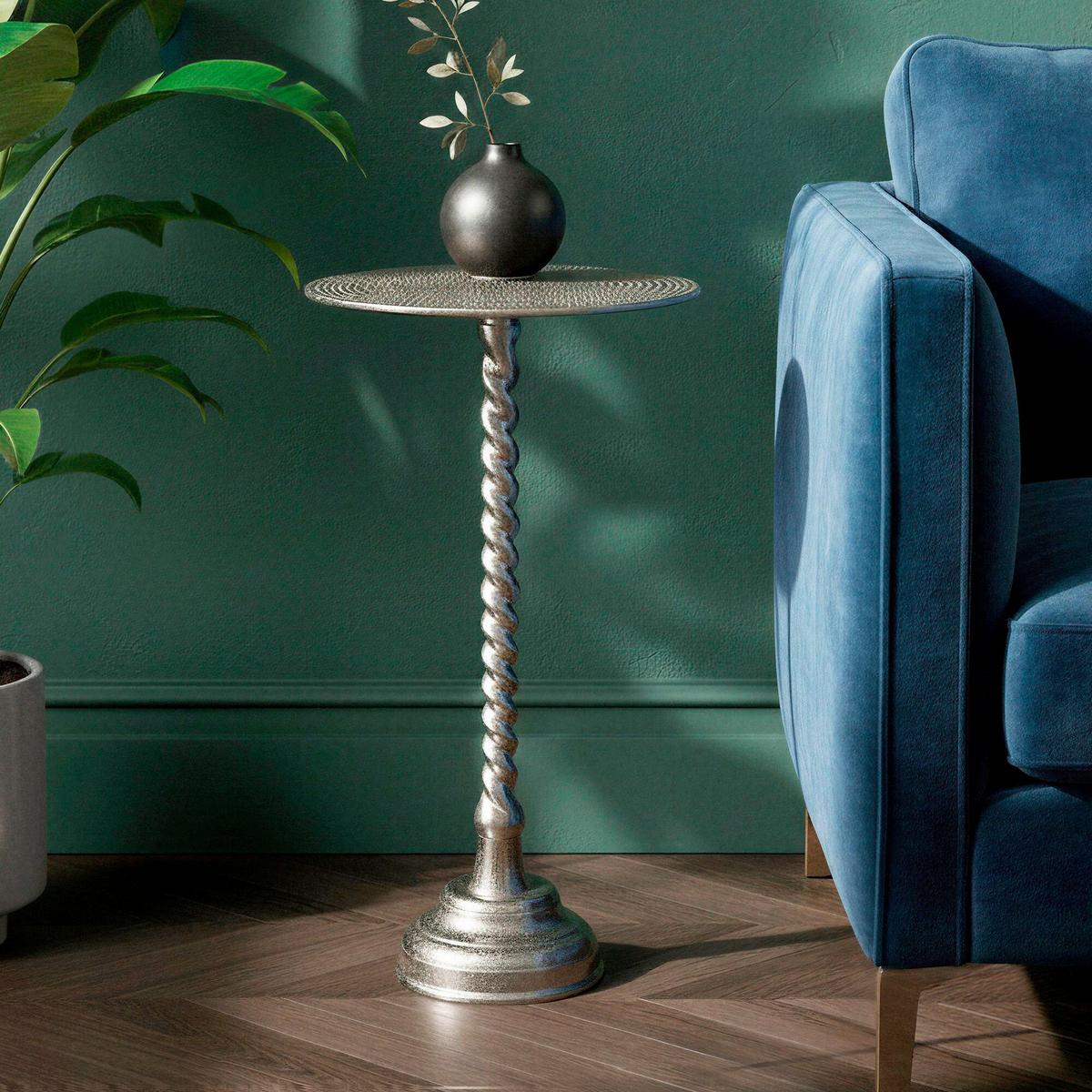 Beistelltisch Silberfarben B: 28 cm - Silberfarben, Design, Metall (28/51/28cm) - Livetastic