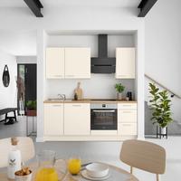 Kuchynská linka 210 cm, magnóliová supermatná - barvy dubu/magnolie, Moderní, kov/kompozitní dřevo (210cm) - Nobilia