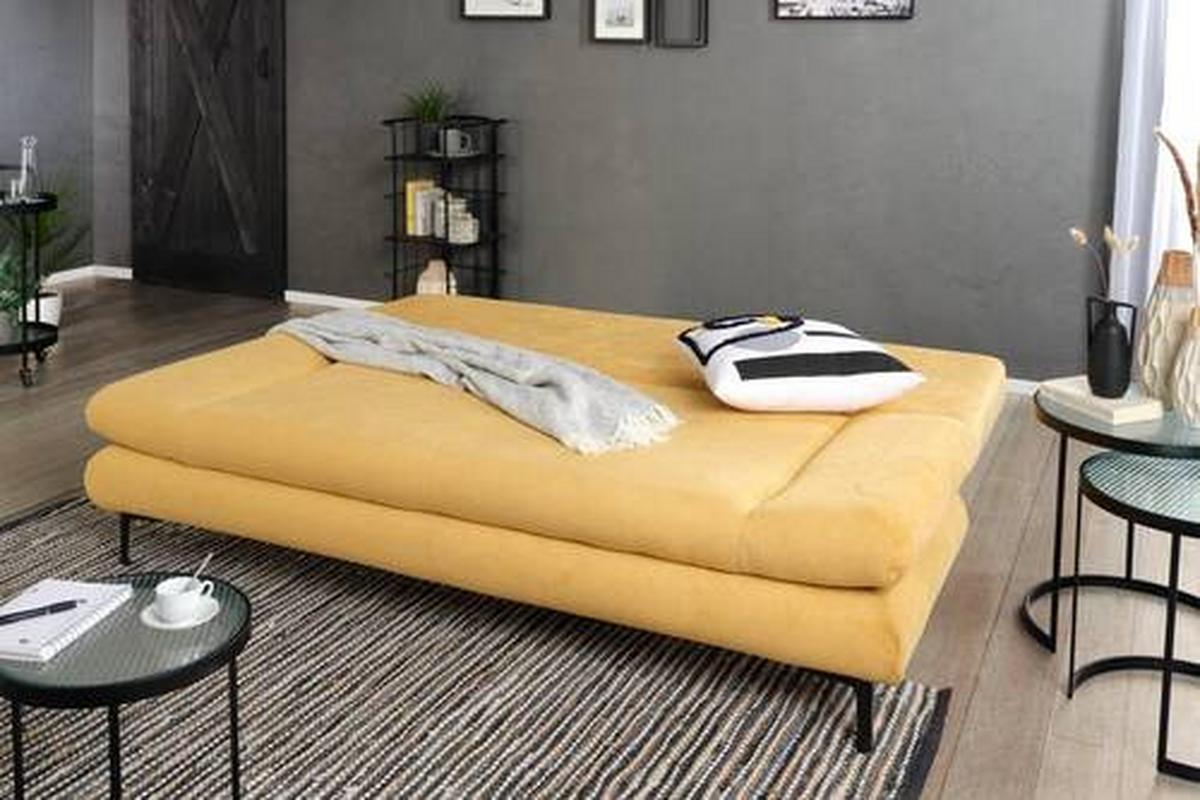 ROZKLÁDACÍ POHOVKA LEMON - černá/žlutá, Moderní, textil (191/42-76/86cm)
