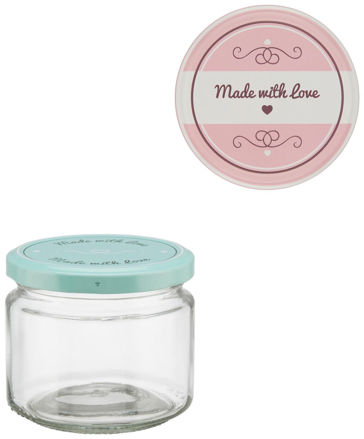 ZAVAŘOVACÍ SKLENICE ROSIE - 330ML - růžová/mátově zelená, kov/plast (330ml)