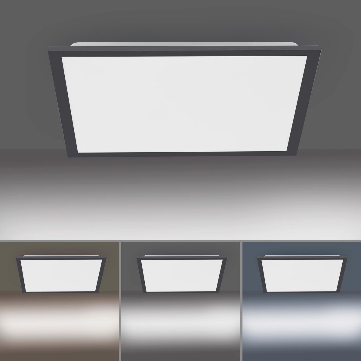 Led-deckenleuchte Flat L: 44,5 Cm Dimmbar Mit Fernbedienung - Schwarz, Basics, Kunststoff/Metall (44,5/44,5/7cm)