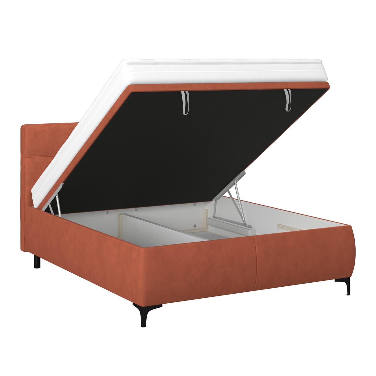 Polsterbett Zeni 140 - Rostfarben/Schwarz, KONVENTIONELL, Holz/Textil (140/200cm)