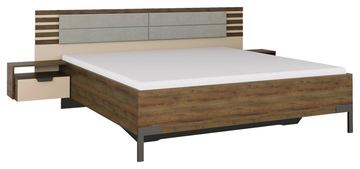 Bettanlage Barea Champagner Eiche Dekor - Eiche dunkel/Champagner, MODERN, Holzwerkstoff (180/200cm) - Rauch Möbel