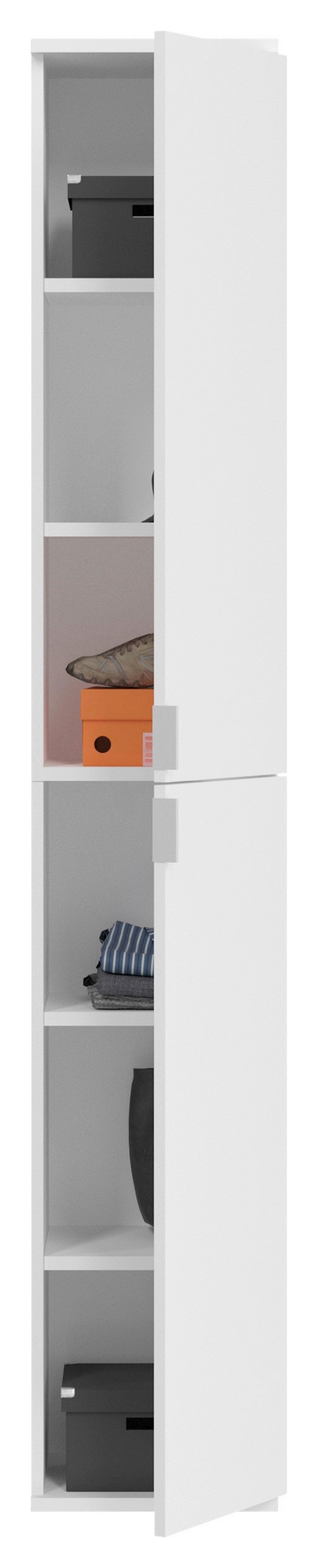 Mehrzweckschrank Projekt X B: 32,5 cm Weiß - Weiß Hochglanz/Schwarz, MODERN, Holzwerkstoff (32,5/193/37cm) - MID.YOU