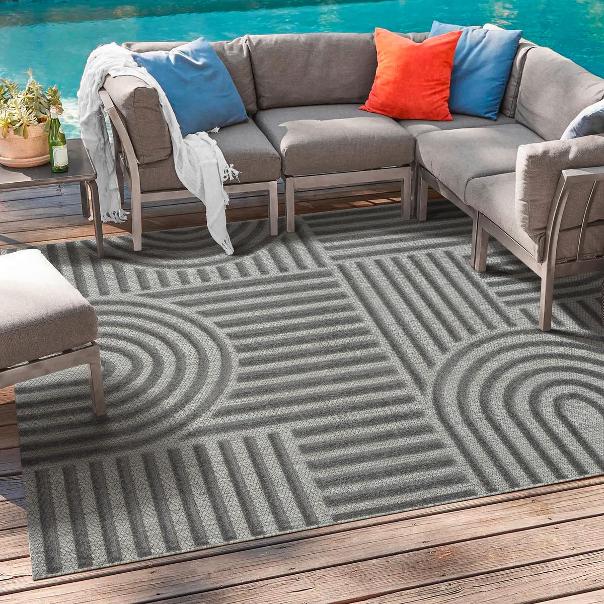 Outdoorteppich 9007_gray_140x200 - Grau, Basics, Textil (140/200cm)