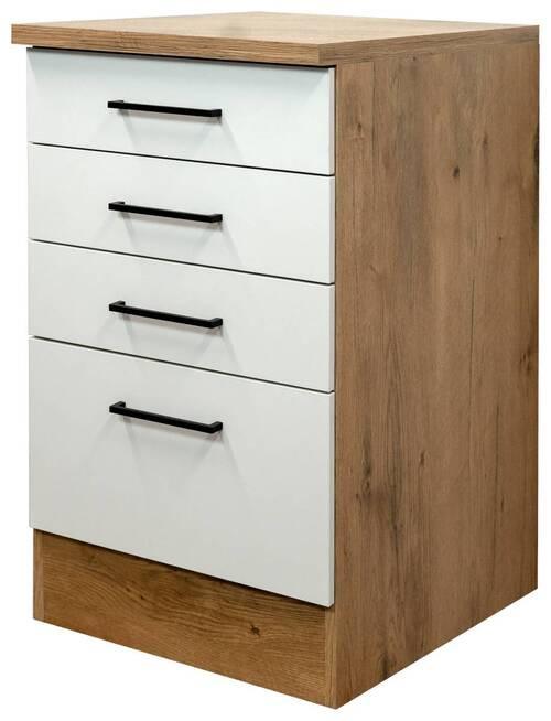 Küchenunterschrank Avila Eichefarben/Magnolie B: 50 cm - Eichefarben/Magnolie, KONVENTIONELL, Holzwerkstoff (50/85/57cm) - FlexWell