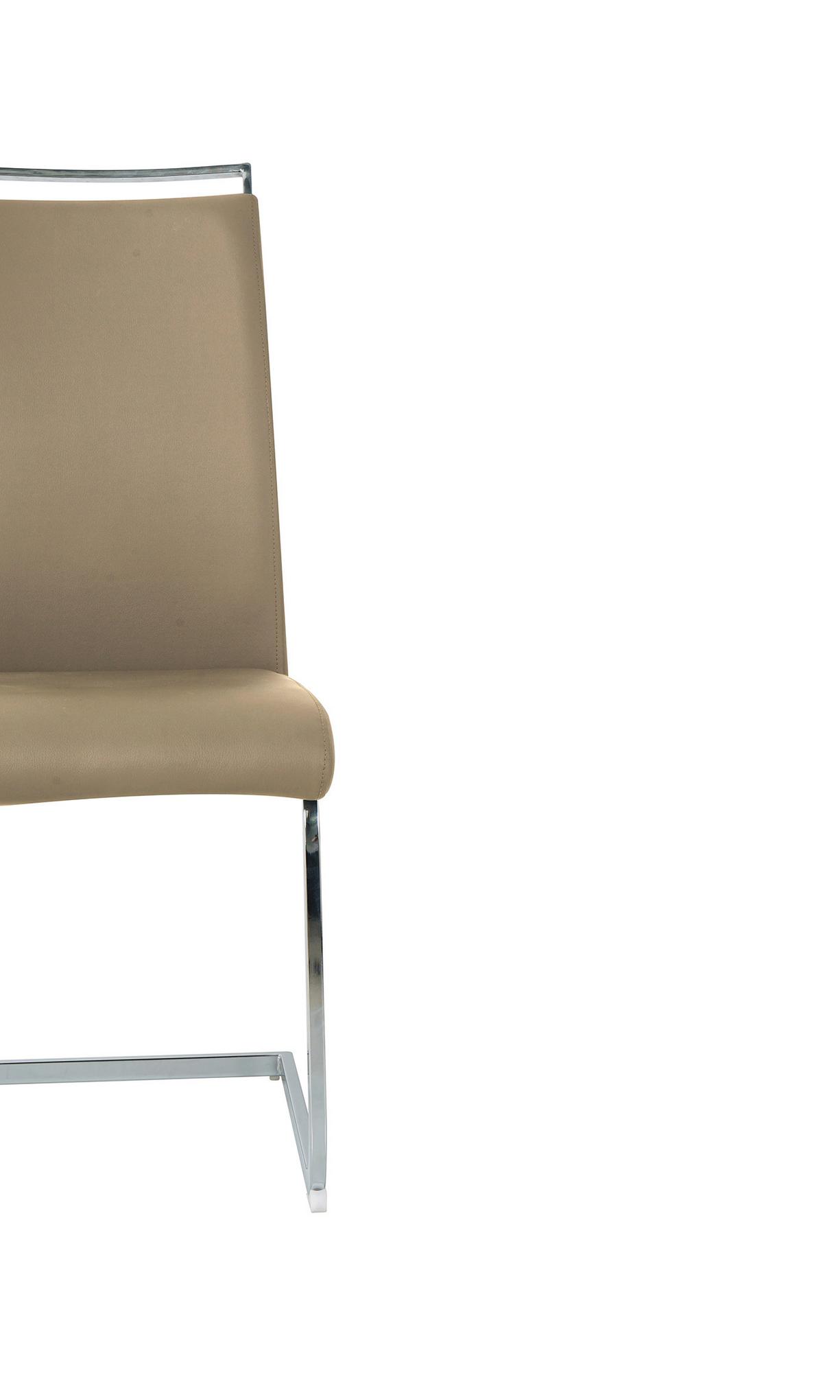 Stuhl-set Lederlook Taupe, B: 42cm - Taupe/Silberfarben, Design, Kunststoff/Textil (42/101/58cm) - Livetastic