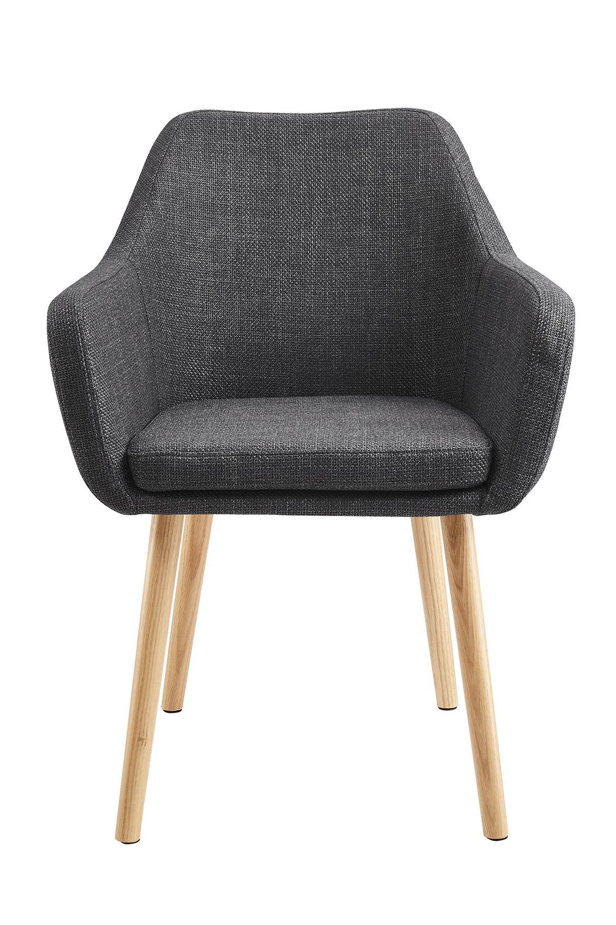 Armlehnstuhl Dunkelgrau B: 62cm - Dunkelgrau/Naturfarben, MODERN, Holz/Textil (62/84/60cm) - Livetastic