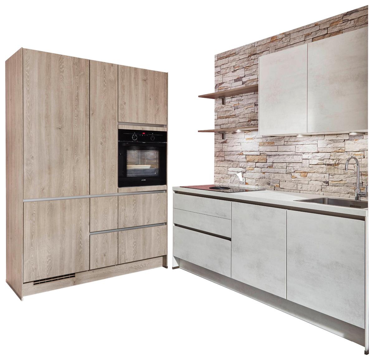 Eckküche Riga Ohne Geräte Bxl: 217,5x277 Cm Grau/eichefarben - Grau, MODERN, Holzwerkstoff (217,5/277cm) - Vertico