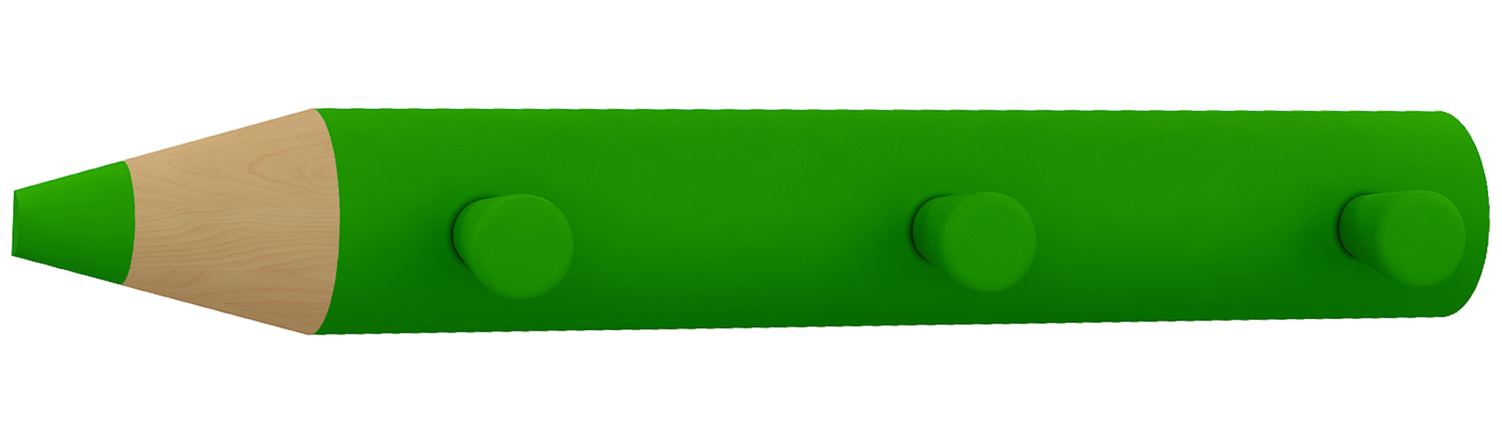 Hakenleiste Stifto B: 37 Cm Buntstiftform Grün 3 Haken