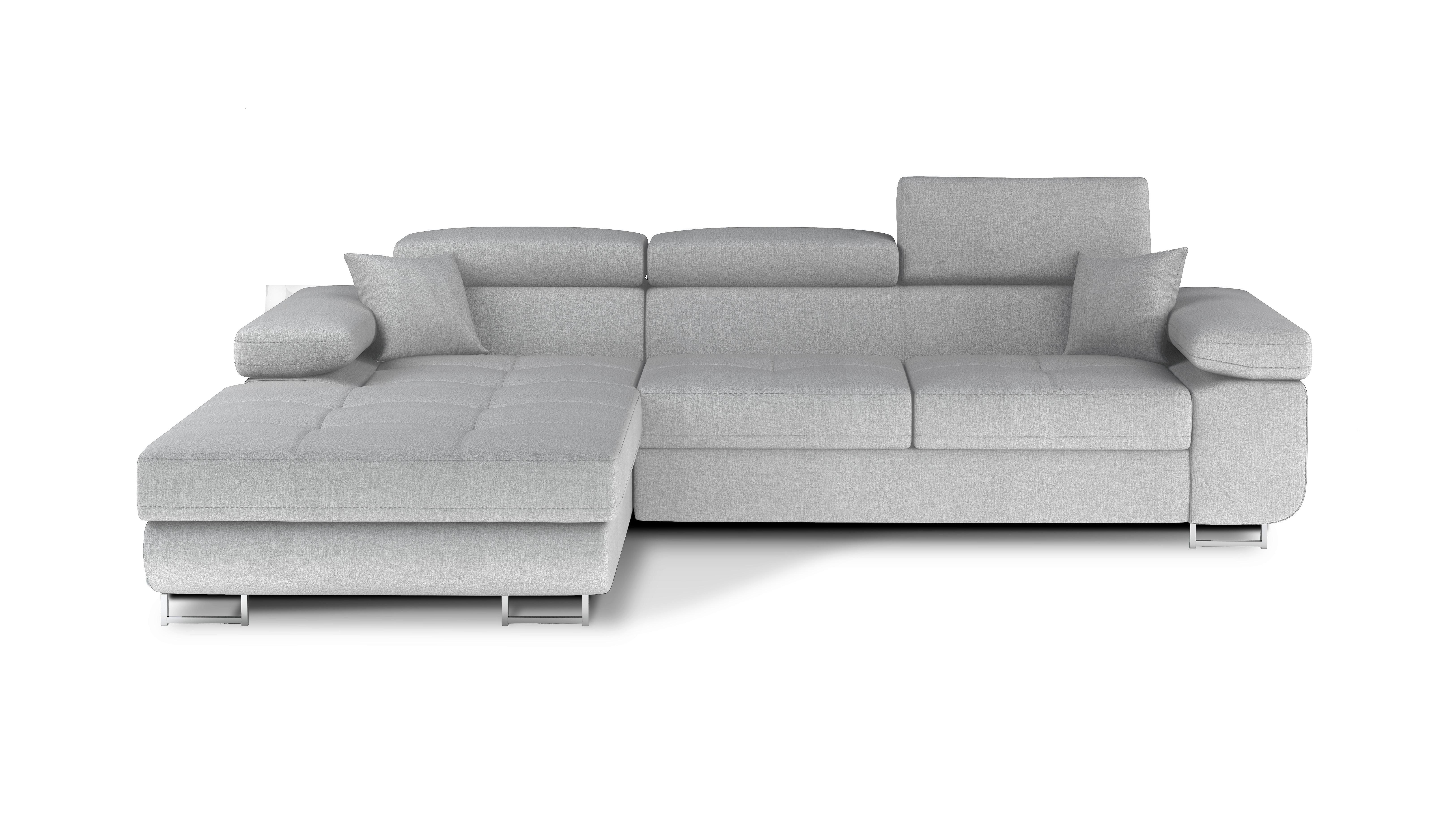 Ecksofa Armando Hellgrau S: 203x289 Cm - Chromfarben/Hellgrau, Design, Textil (203/289cm) - MID.YOU