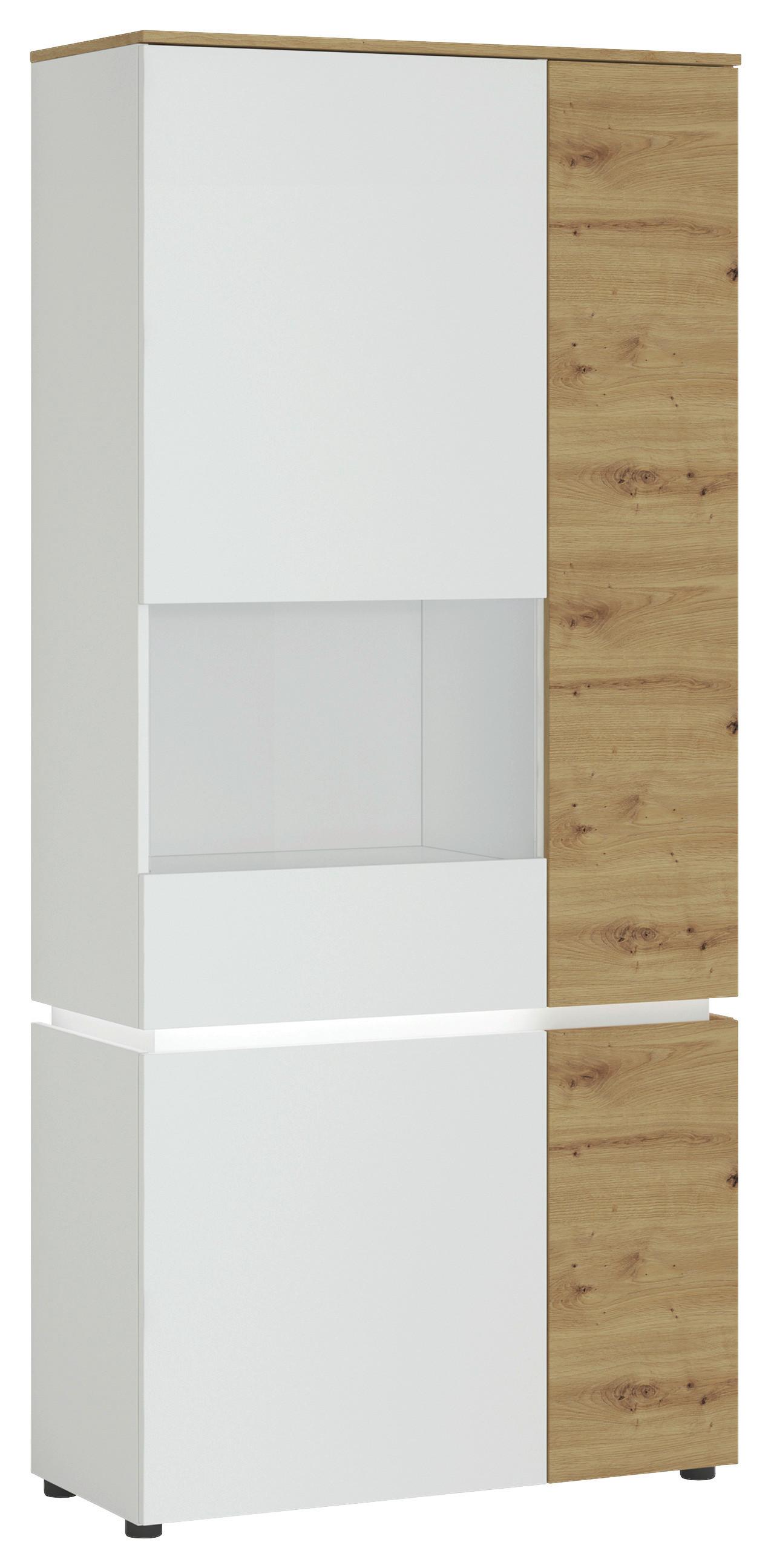 Vitrine Luci Weiß Eiche Artisan/weiß B: 90,4 Cm