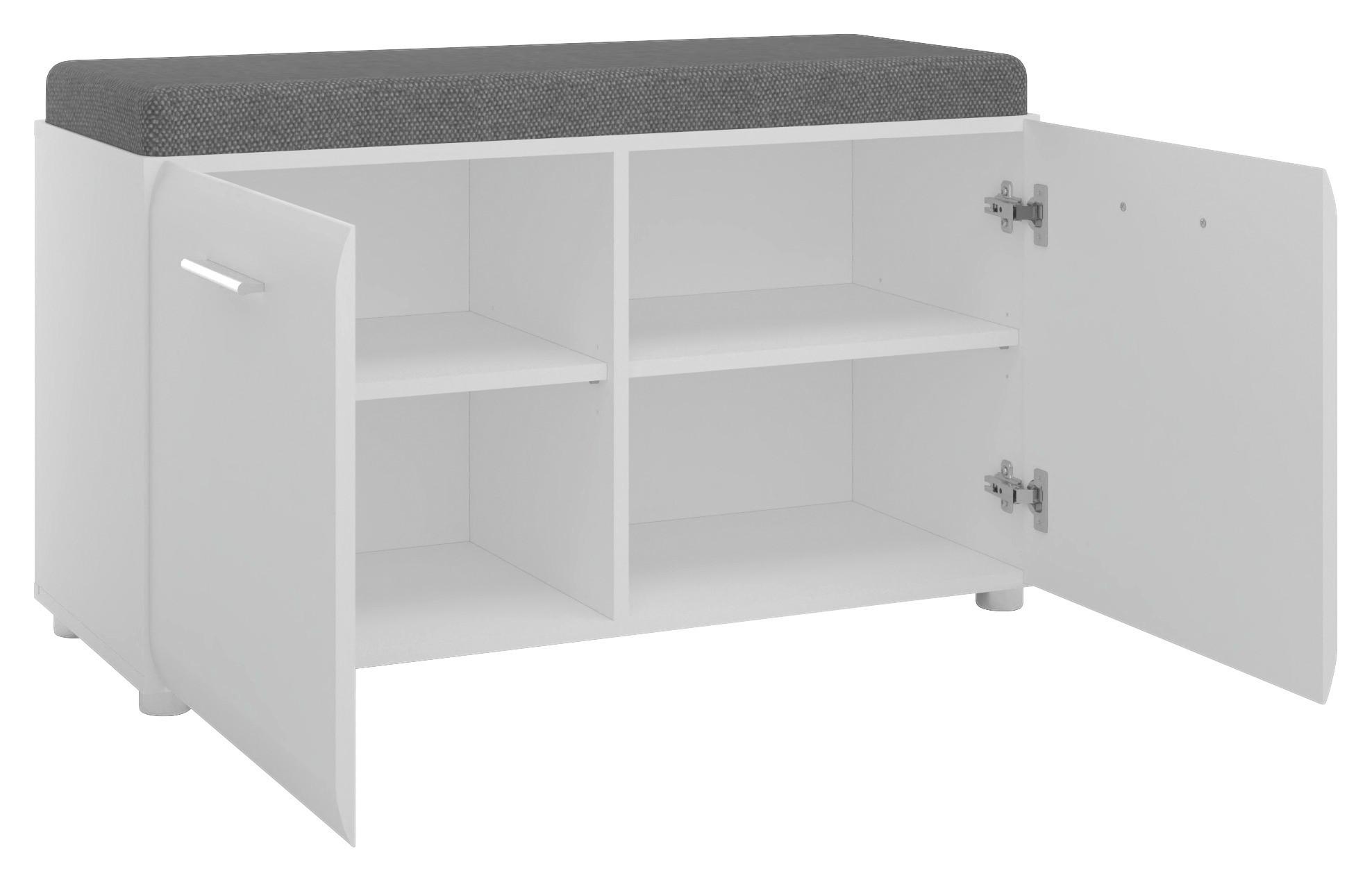 Garderobenschrank Merano Weiß B: 96 cm - Chromfarben/Weiß Hochglanz, MODERN, Holzwerkstoff/Textil (96/56,3/39cm)