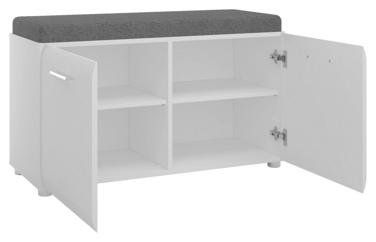 Garderobenschrank Merano Weiß B: 96 cm - Schwarz/Grau, MODERN, Holzwerkstoff/Textil (96/56,3/39cm)