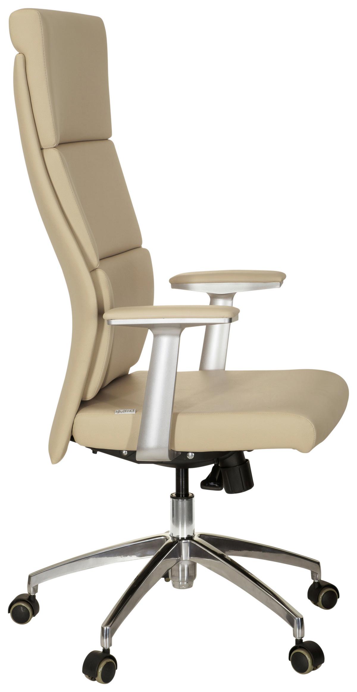 Chefsessel Monza 20 Beige - Beige/Silberfarben, MODERN, Leder/Kunststoff (60/131/52cm) - MID.YOU
