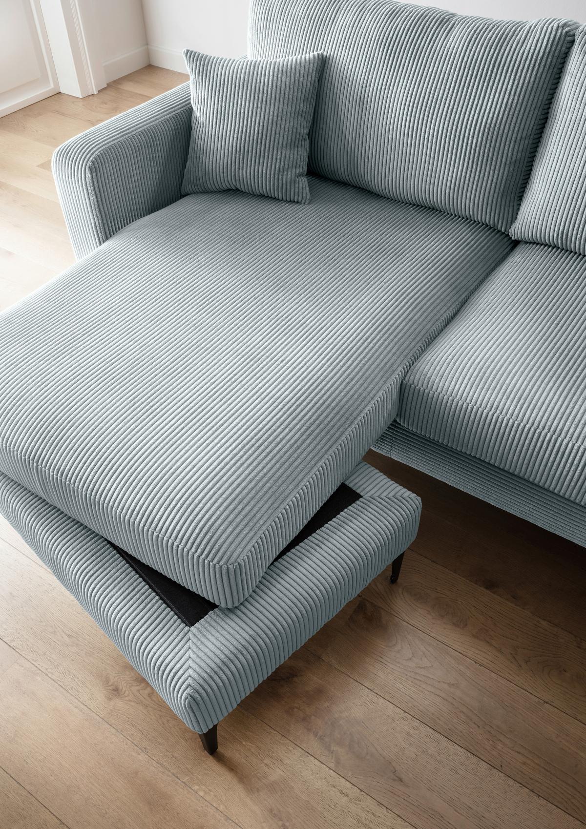 Ecksofa Eliza Hellblau S: 204x153 cm - Schwarz/Hellblau, Basics, Textil (204/153cm) - Livetastic