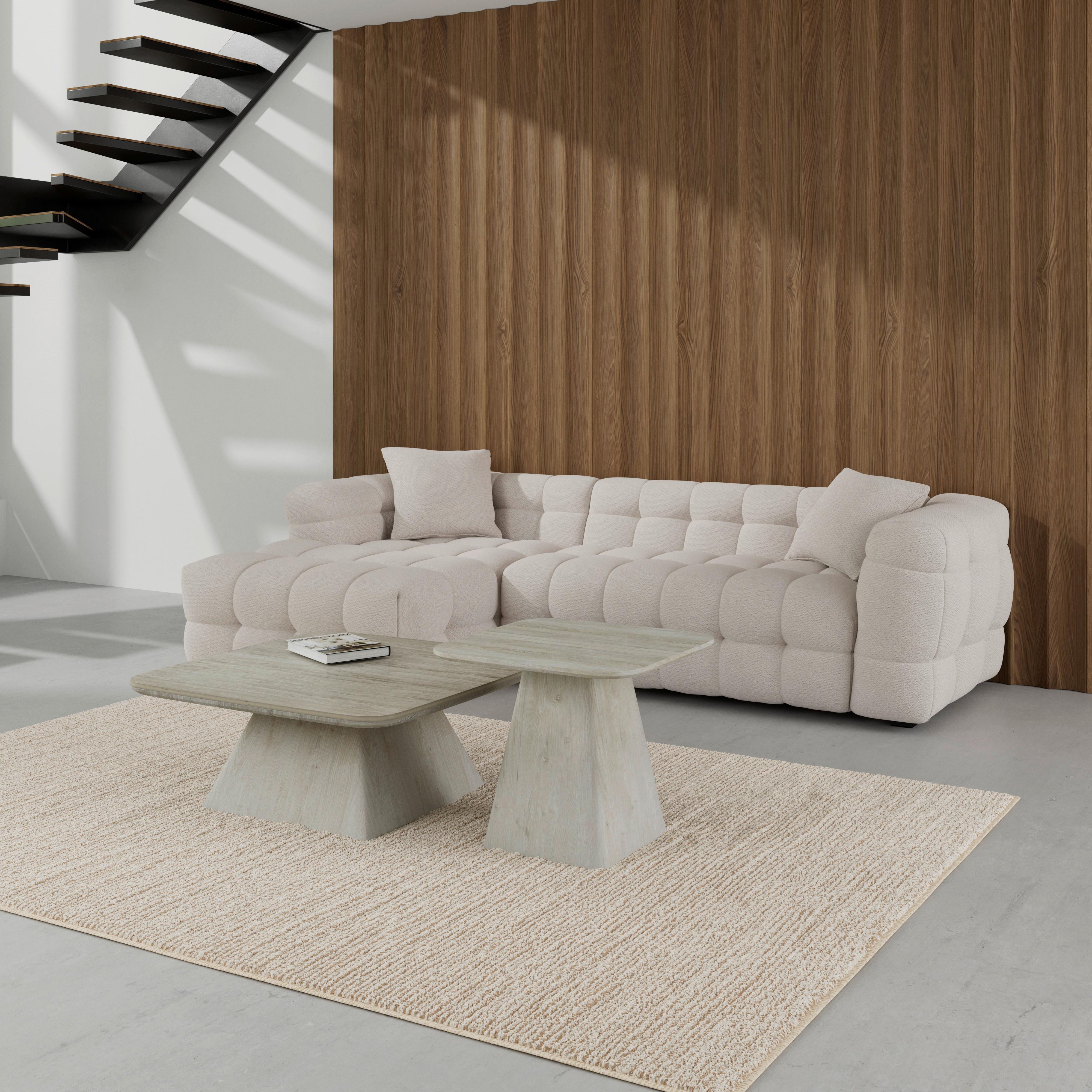 Sedacia súprava MAGDA, obojstranná, biele buklé - čierna/prírodná farba, Modern, drevo/textil (268/71/157cm) - Bessagi Home