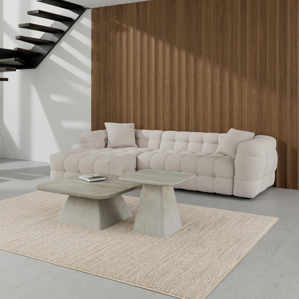 Sedacia súprava MAGDA, obojstranná, biele buklé - čierna/biela, Modern, drevo/textil (268/157cm) - Bessagi Home