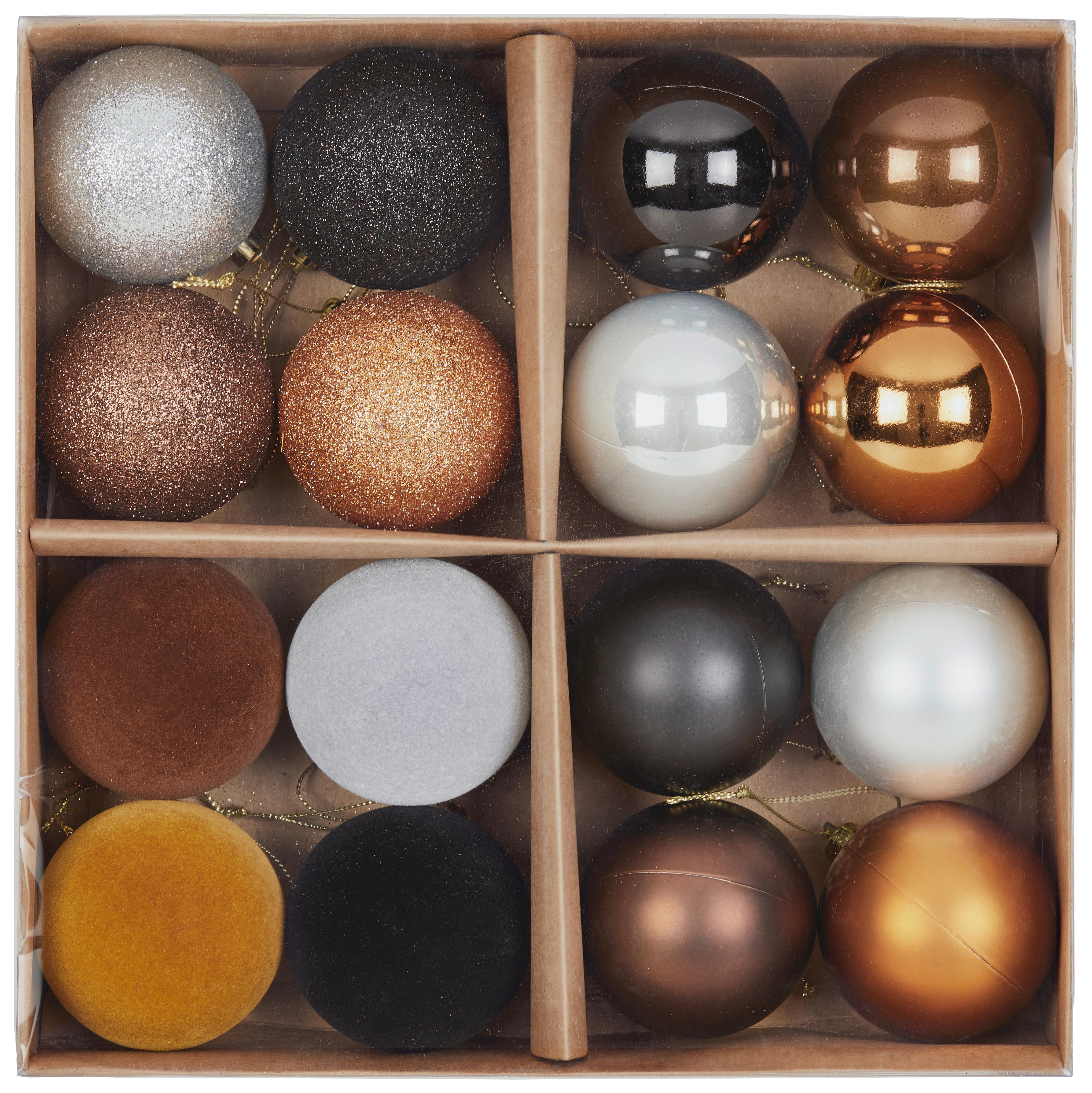 Christbaumkugel-Set Rumo - Silberfarben/Bernsteinfarben, MODERN, Kunststoff - Ondega