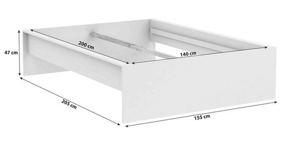 Bettrahmen Unit 140 - Eichefarben, KONVENTIONELL, Holzwerkstoff (205/155/47cm) - Ondega