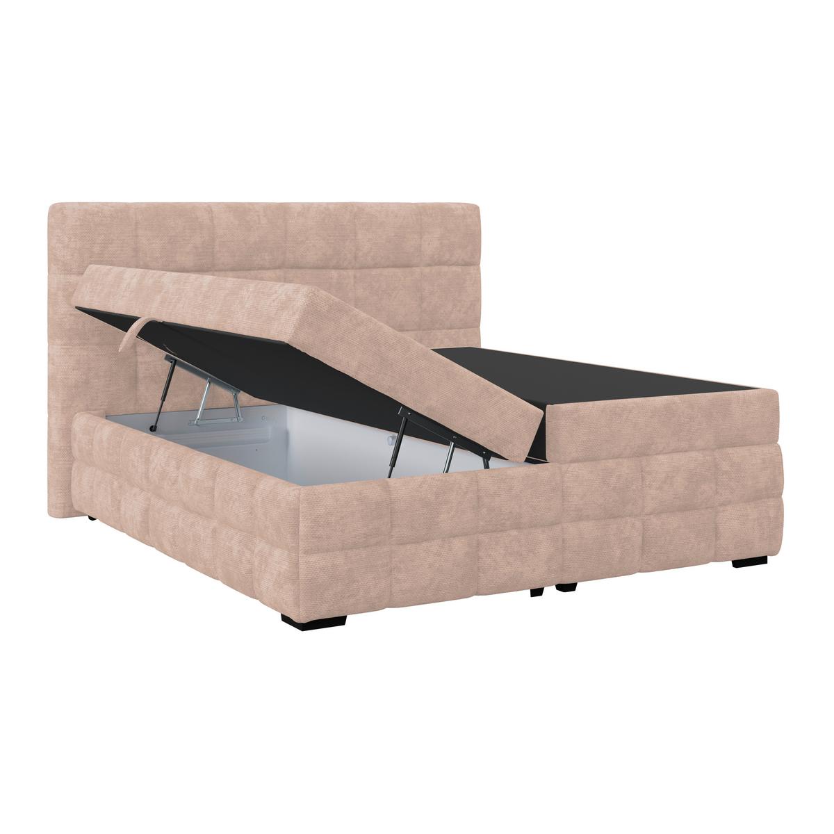 Čalouněná postel VEGA 180x200 cm, krémová - černá/béžová, Trend, dřevo/textil (180/200cm)