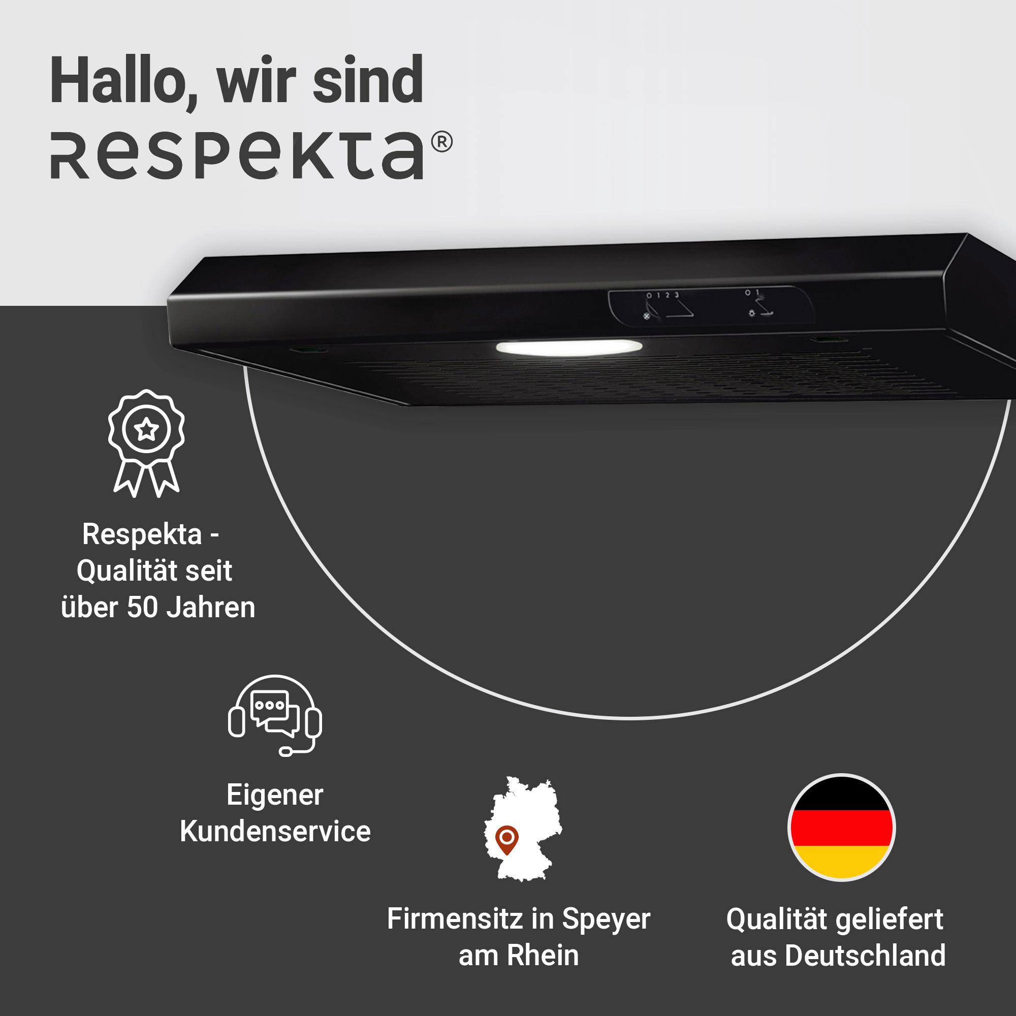 Dunstabzugshaube Respekta Suna 60 cm - Schwarz, Trend, Metall (60/7,6/47cm) - Respekta
