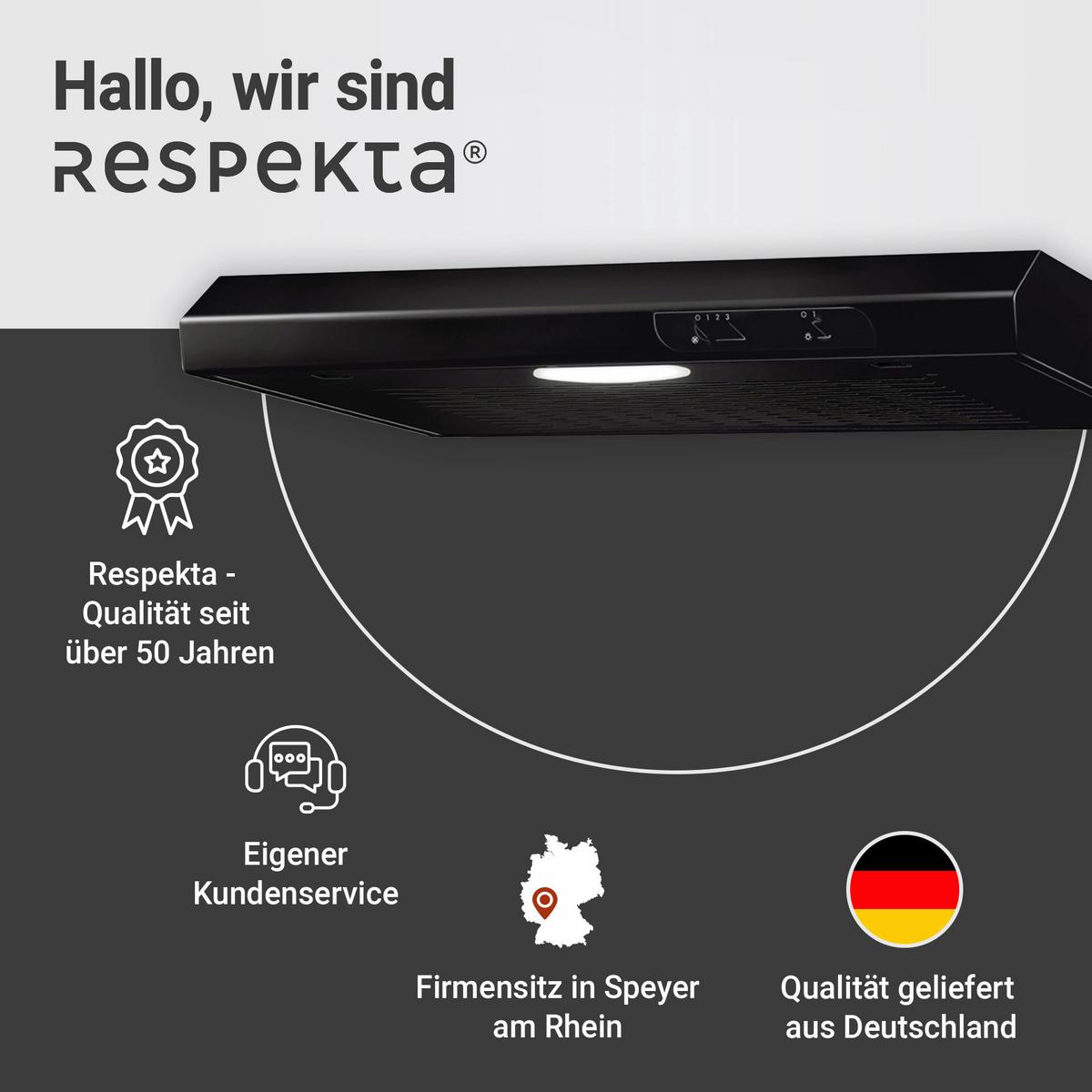Dunstabzugshaube Respekta Suna 60 Cm - Schwarz, Trend, Metall (60/7,6/47cm) - Respekta