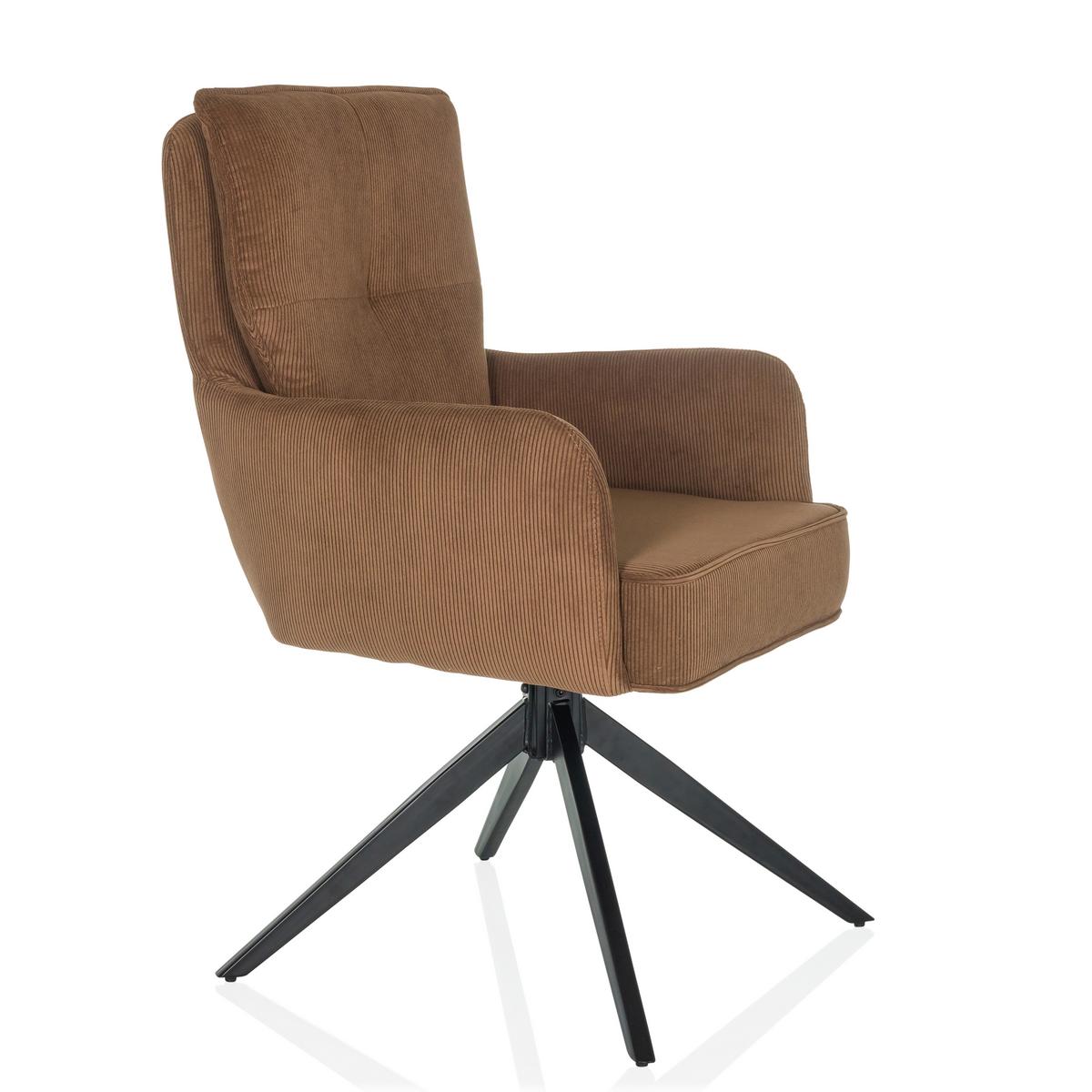 Armlehnstuhl Tarugo Braun B: 58 Cm - Schwarz/Braun, MODERN, Textil/Metall (58/94/60cm) - MID.YOU