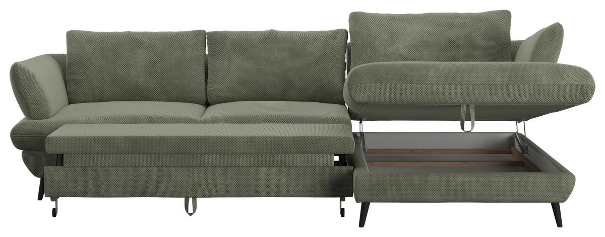 Ecksofa Balou, Grün S: 281x181 cm - Schwarz/Grün, Design, Textil (281/181cm) - Livetastic