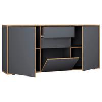 Kommode Salia Anthrazit/eiche Dekor B:160cm - Honigeiche/Anthrazit, Design, Holzwerkstoff (160/74/33cm) - MID.YOU