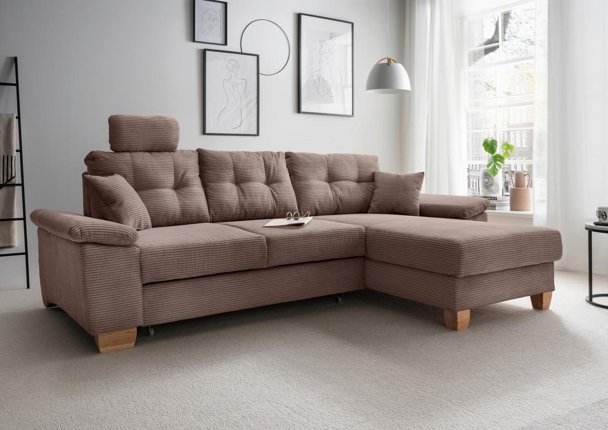 Ecksofa Brizzini Graubraun S: 270x176 Cm - Graubraun/Naturfarben, MODERN, Textil (270/176cm) - Livetastic
