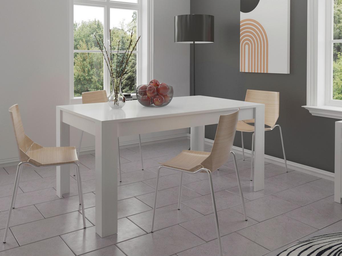 Esstisch Lynn Weiß Hg L: 120cm - Weiß Hochglanz, Design, Holzwerkstoff (120/75/80cm) - MID.YOU