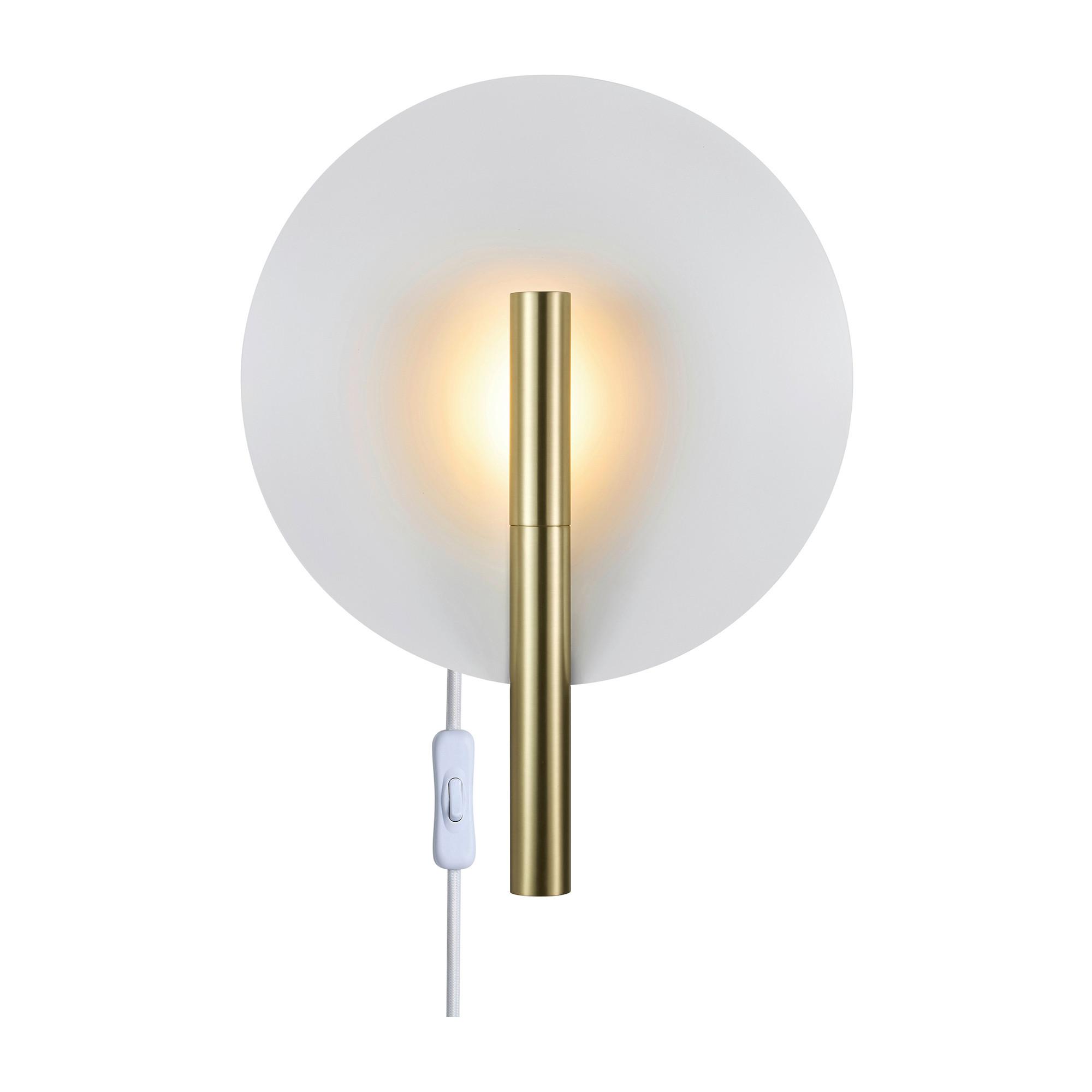 Wandleuchte Furiko Weiß Messingfarben - Messingfarben/Weiß, Design, Metall (31,6cm) - Nordlux