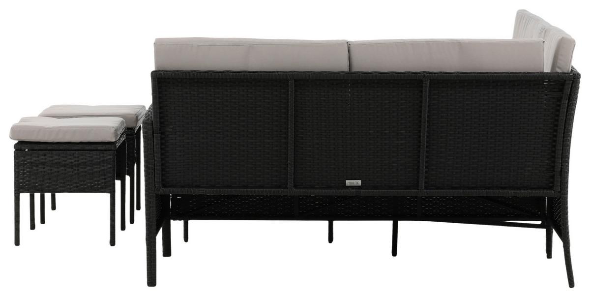 Loungegarnitur 4-Tlg Knock Kunststoff mit Kissen - Schwarz/Grau, KONVENTIONELL, Kunststoff - Gardenson