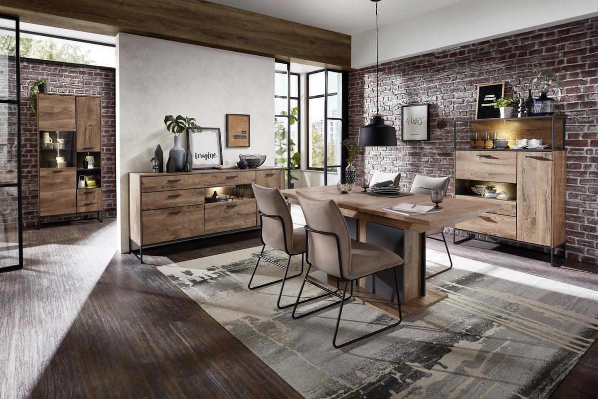 Esstisch Manhattan 160x90cm Eiche Dekor/graphitfarben - Eichefarben/Graphitfarben, MODERN, Holzwerkstoff (160/90/76cm) - Livetastic