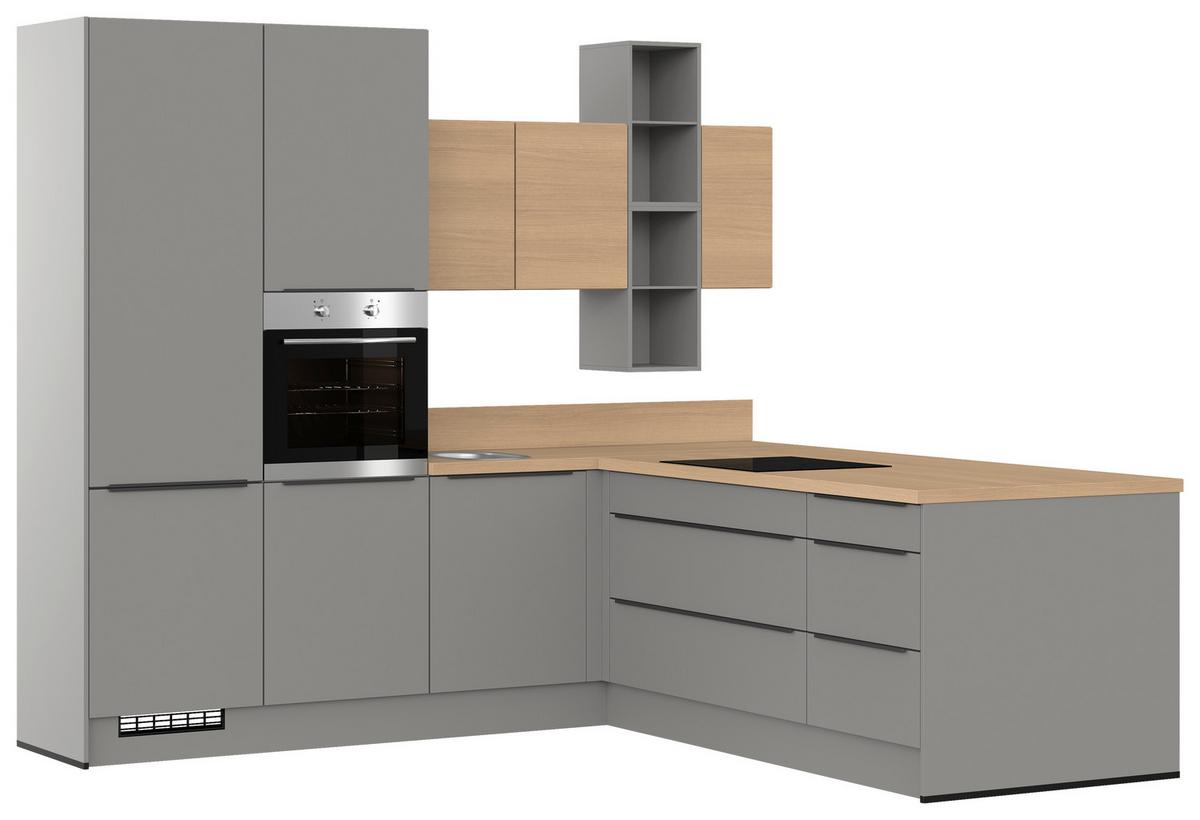 Einbauküche Ip 2200 - Schieferfarben/Eichefarben, MODERN, Holzwerkstoff (283,2/246,6cm) - Impuls