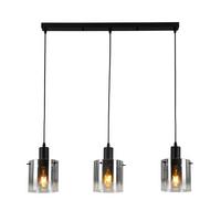 Hängeleuchte Smara H: 120 Cm 3-Flammig - Chromfarben/Schwarz, ROMANTIK / LANDHAUS, Glas/Kunststoff (80/15/120cm) - James Wood