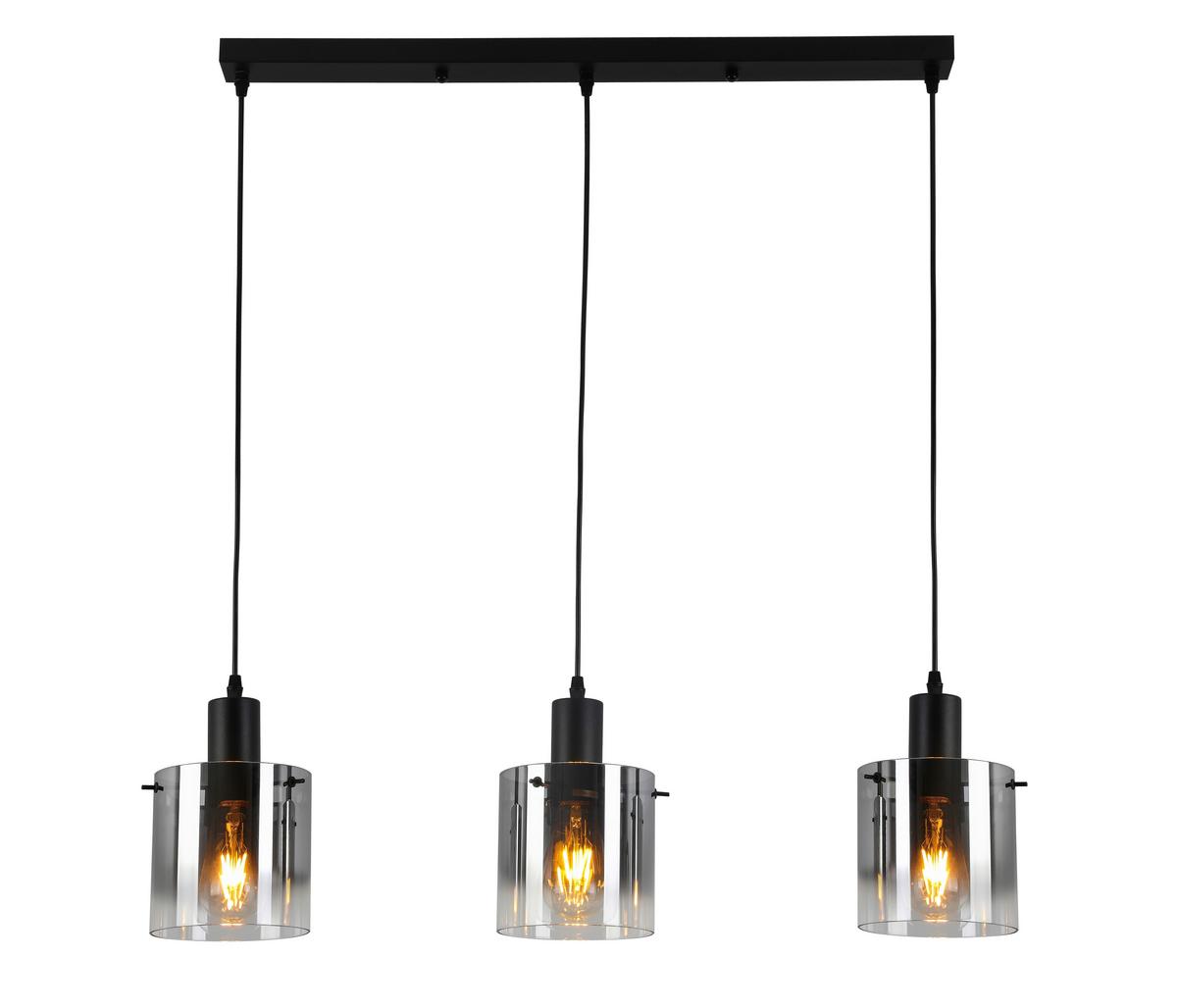 Hängeleuchte Smara H: 120 Cm 3-Flammig - Chromfarben/Schwarz, ROMANTIK / LANDHAUS, Glas/Kunststoff (80/15/120cm) - James Wood